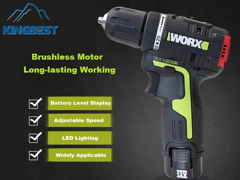 12V cordless drill with compatible battery charger for hand drilling, high-performance brushless battery-powered drill free shipping