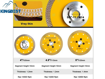 Yellow Diamond Cutting Marble Turbo Saw Blade for Porcelain Tile Cutting Disc