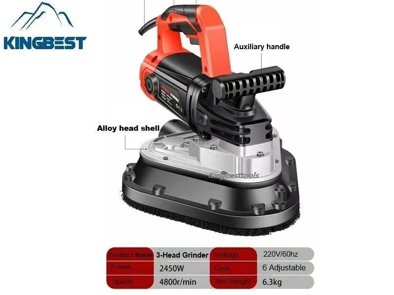 3-Head Concrete Grinder Six-Speed Dust-free Machine for Floor Free Shipping A01 A02