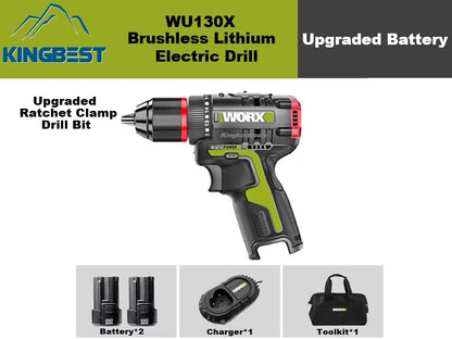 12V cordless drill with compatible battery charger for hand drilling, high-performance brushless battery-powered drill free shipping
