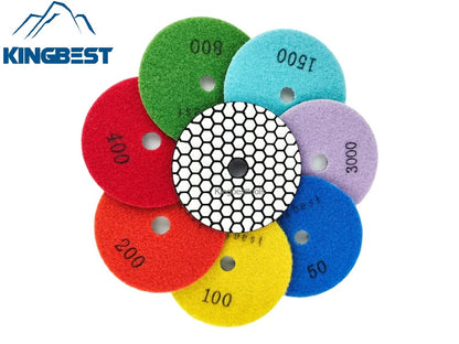 7 Step Dry Polishing Pads/Sandpapers 100mm