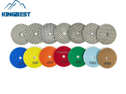 7 steps high quality dry polishing pads 100mm