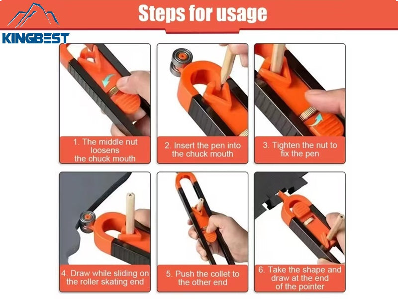 Portable Contour Gauge Measuring Tool With Adjustable Lock Floor Tile Woodworkers Edge Rule Template-free shipping
