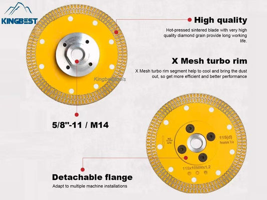 Yellow Diamond Cutting Marble Turbo Saw Blade for Porcelain Tile Cutting Disc